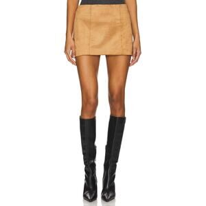 Tularosa 'Ginny' Brown Faux Suede Leather Mini Skirt Size M